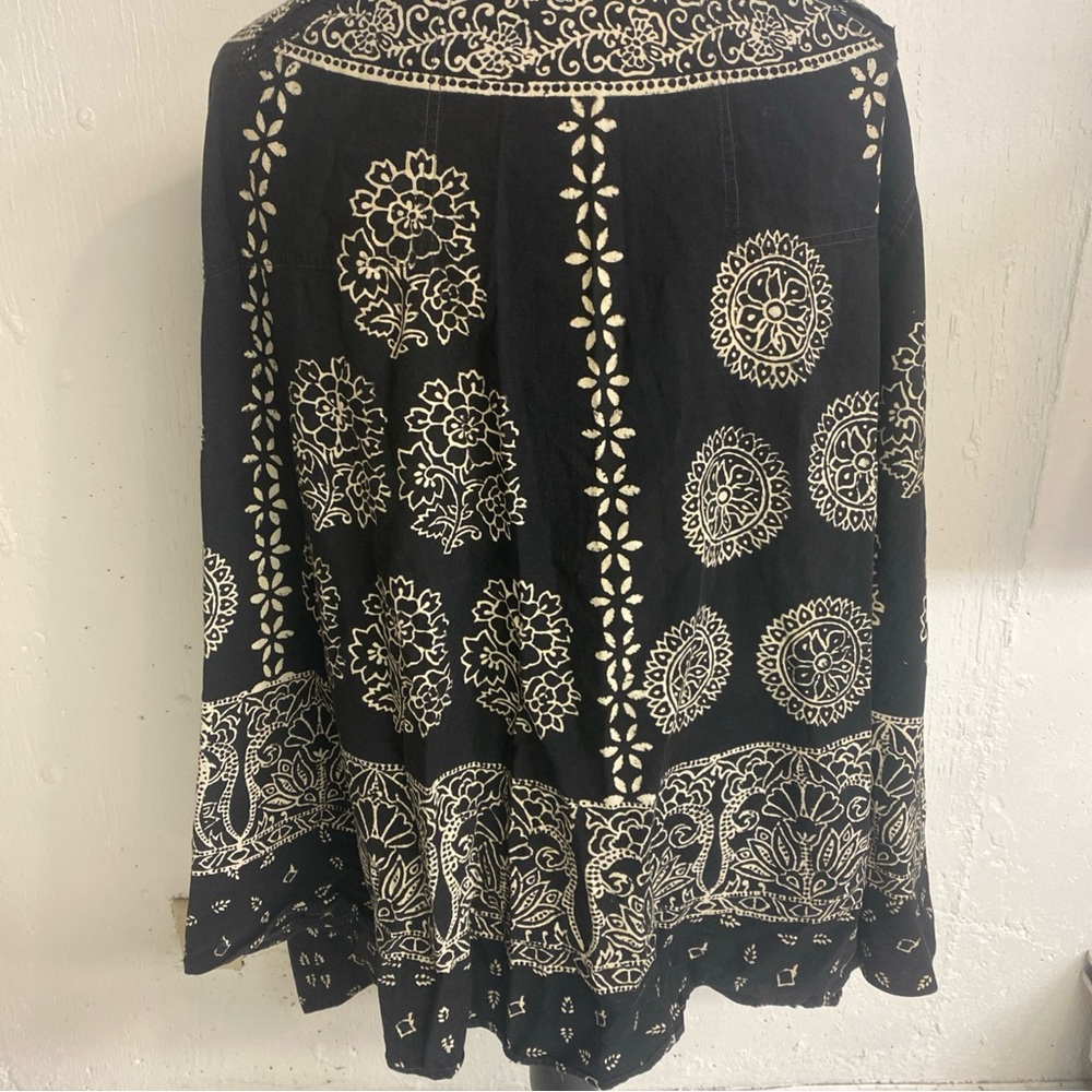 Embellished Black and White A-Line Knee-Length Skirt